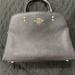 Coach Black Satchel with Gold Accents